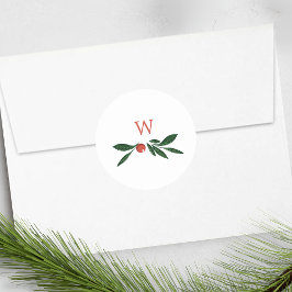 Festbeeren Traditionelle grüne und rote Weihnachts Runder Aufkleber