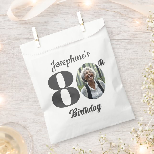 Feste 80. Geburtstagsfeier Foto  Geschenktütchen (Ausgeschnitten)