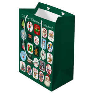 Feste Adventskalender Grün Mittlere Geschenktüte