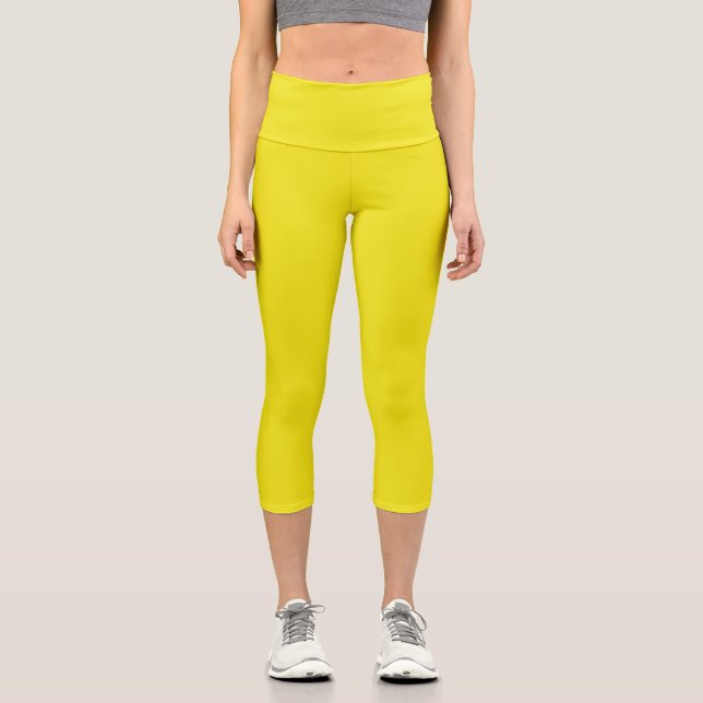 Feste Ananas, hellgelb Capri Leggings (Vorderseite)