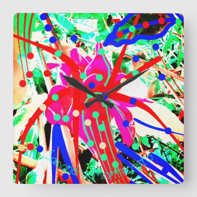 FESTE BLUME ART Wall Clock #2 Quadratische Wanduhr (Vorderseite)