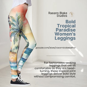 Feste Damen-Leggings mit tropischem Paradies-Muste Leggings