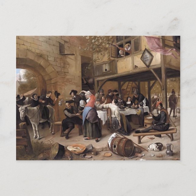 Feste der Rhetorikerkammer von Jan Steen Postkarte (Vorderseite)