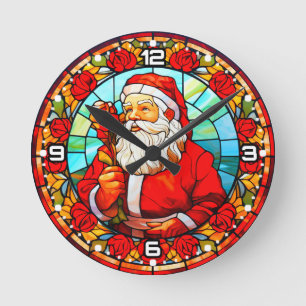 Feste Glas Weihnachten Weihnachten 3D Ornamente-1 Runde Wanduhr