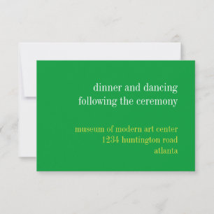 Feste grüne Typografie Hochzeitsempfangsbeilage Einladung