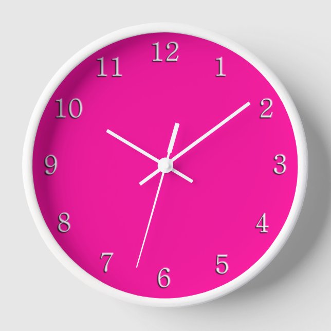 Feste, heiß rosa, weiße Zahlen Uhr (Vorderseite)