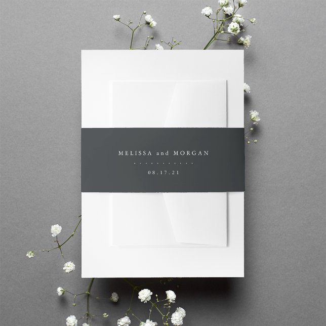 Feste Holzkohle Off-Black-Personalisierte Hochzeit Einladungsbanderole (Von Creator hochgeladen)