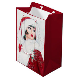 Feste Kunst Deko Retro Weihnachtsfrau Mittlere Geschenktüte