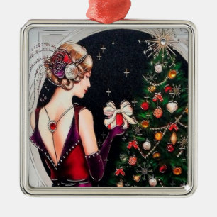 Feste Kunst Deko Retro Weihnachtsfrau Ornament Aus Metall