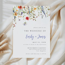 Feste Minimal-Wildblumen-Hochzeitseinladung