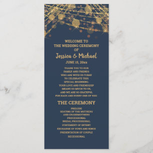 Feste Navy Blau Gold Lichterkette Hochzeitsprogram Programm