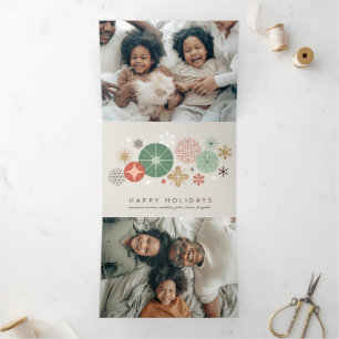 Feste Ornamente und Sterne Dreifach Gefaltete Urlaubskarte