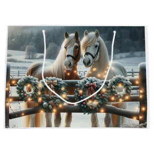 Feste Pferde und Weihnachtslicht Große Geschenktüte