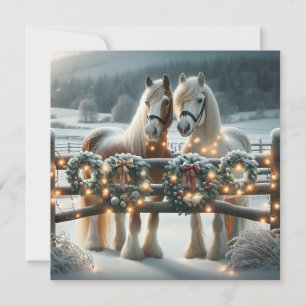 Feste Pferde und Weihnachtslicht Personalisiert Karte