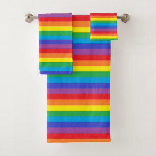 Feste Regenbogen-Streifen Badhandtuch Set