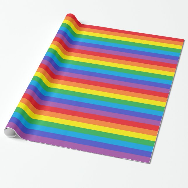 Feste Regenbogen-Streifen Geschenkpapier (Ungerollt)