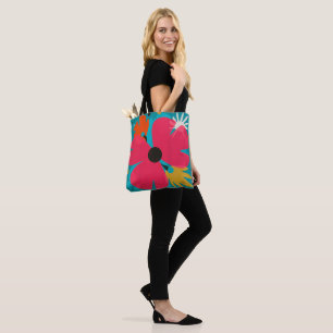 Feste rosa Pop Blumen Kunst Tragetasche