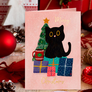 Feste Sterne Gold Weihnachten Niedlicher Black Cat