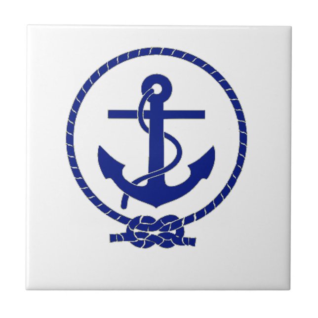 Feste verankerte Nautical Anchor Coastal Artwork Fliese (Vorderseite)