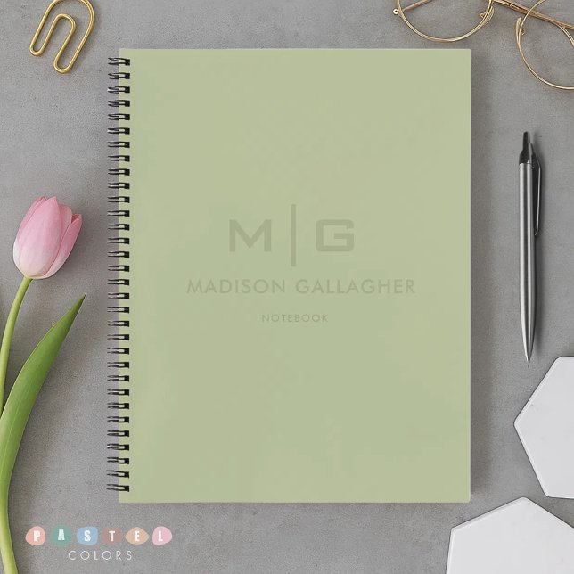 Feste weiche Licht Pastell Salbei Moos Grün Farbe Notizbuch (Solid Soft Light Pastel Sage Moss Green Color Notebook
)