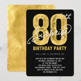Festeinladung zum 80. Geburtstag mit goldener Foli Einladung