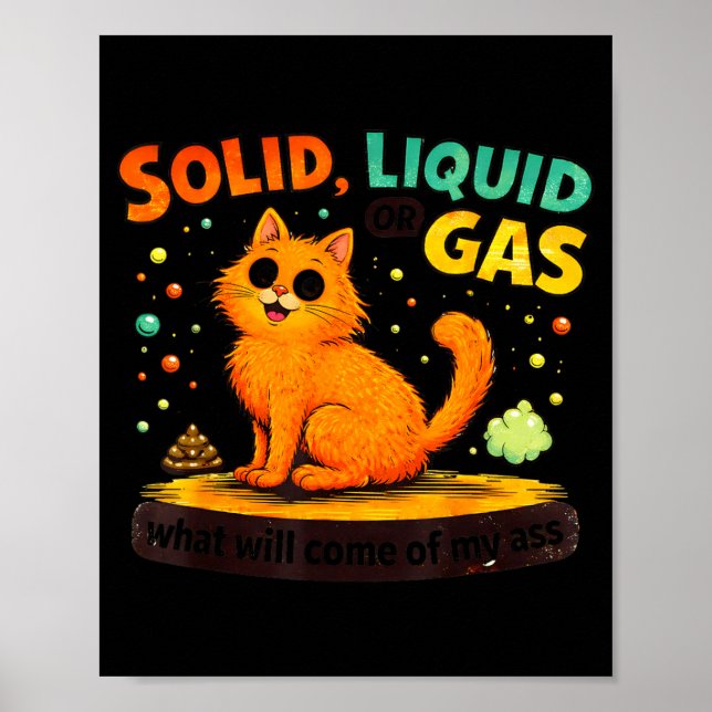 Fester Flüssiger Oder Gasförmiger Lustiger Katzen- Poster (Vorne)