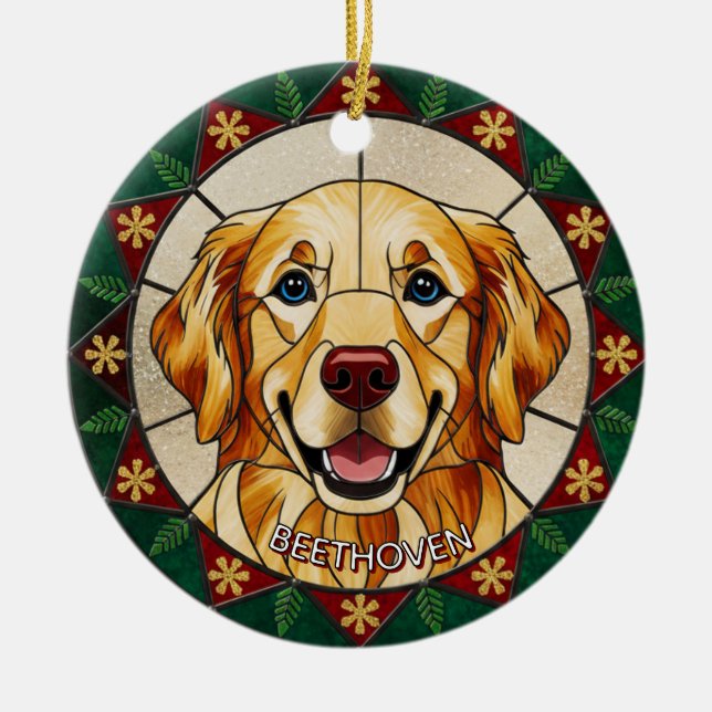 Fester Glaseffekt DOG's Name Weihnachten Keramik Ornament (Vorne)