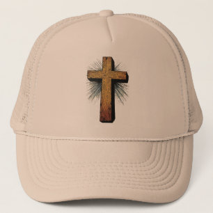 Fester hölzerner christlicher Kreuz-Trucker-Hut Truckerkappe