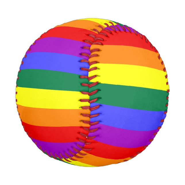 Fester Regenbogen Streifen Aquarellwaschbecken Reg Baseball (Schrägansicht)