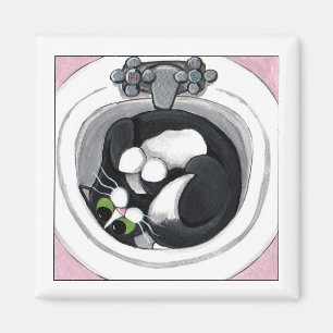 Fester Sitz - schwarze Katzen-Magnet Magnet