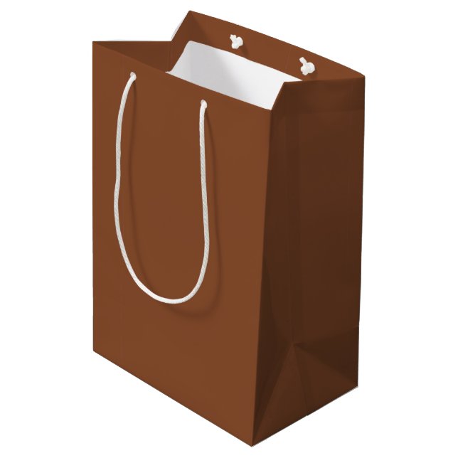 Fester Umber Brown Mittlere Geschenktüte (Rückseite Schrägansicht)