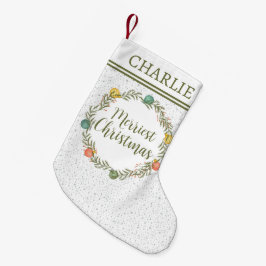 Festes Cypress-Muster mit Monogramm-Urlaub Kleiner Weihnachtsstrumpf