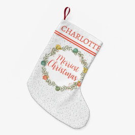 Festes Cypress-Muster mit Monogramm-Urlaub Kleiner Weihnachtsstrumpf