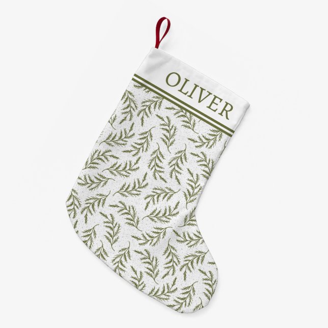 Festes Cypress-Muster mit Monogramm-Urlaub Kleiner Weihnachtsstrumpf (Vorderansicht (hängend))