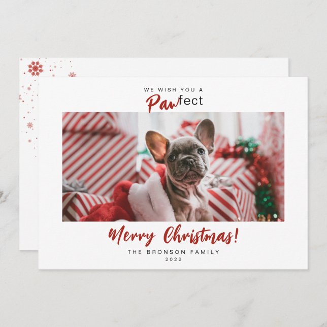 Festes Foto Pet Frohe Weihnachtsschrift Feiertagskarte (Vorne/Hinten)