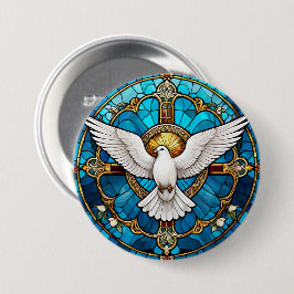 festes Glas der Christlichen Heiligen Taube Button