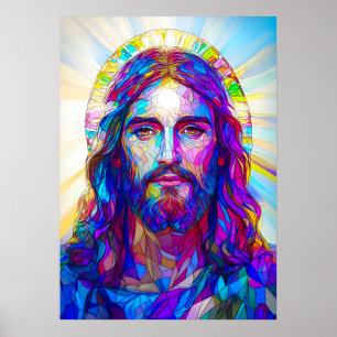 Festes Glas Jesus Christus Portrait Poster