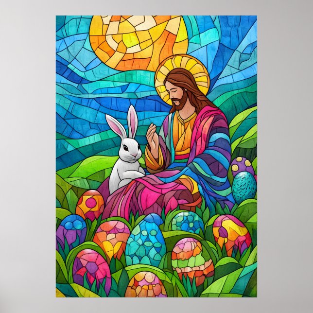 Festes Glas Jesus Ostern Mauer Kunst Poster (Vorne)