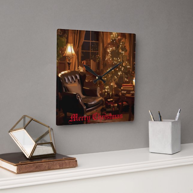 festes Glühen Quadratische Wanduhr (Büro)