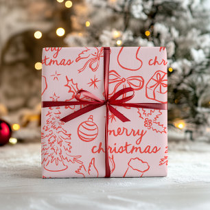 Festes handgezeichnetes Weihnachtswackelpapier Geschenkpapier