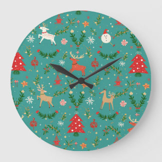 Festes Reindeer Wonderland Große Wanduhr