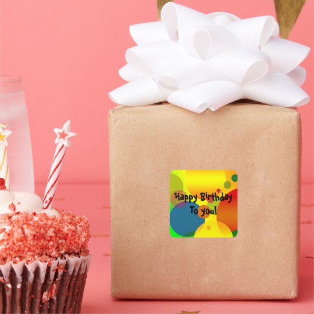 Festes Stickerdesign für Geburtstage Quadratischer Aufkleber (Party)