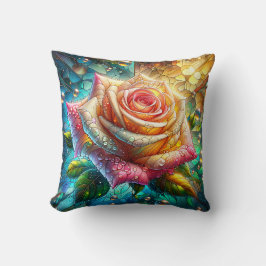 "Festgehaltene Glasradianz: Halsropfen auf Rose" Kissen