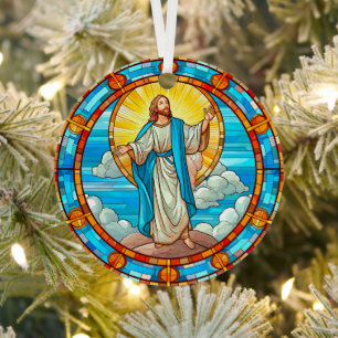 Festgehaltenes Glas Jesus, aufsteigend in den Himm Ornament Aus Metall