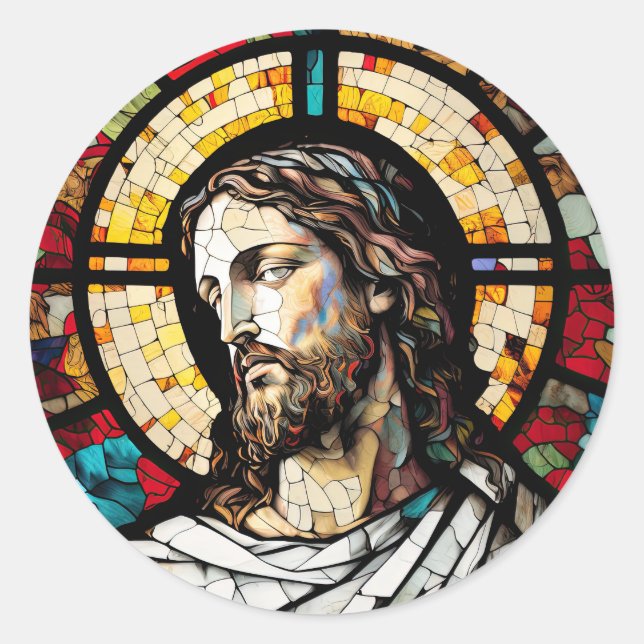 Festgehaltenes Glas Jesus Design Sticker (Vorderseite)