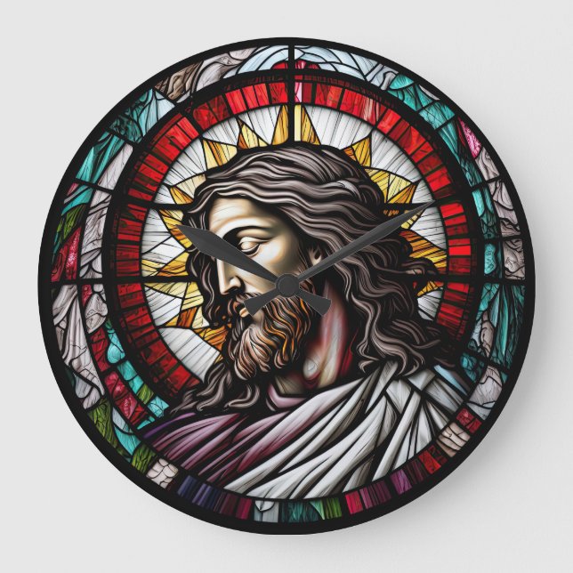 Festgehaltenes Glas Jesus Design Uhr (Vorderseite)