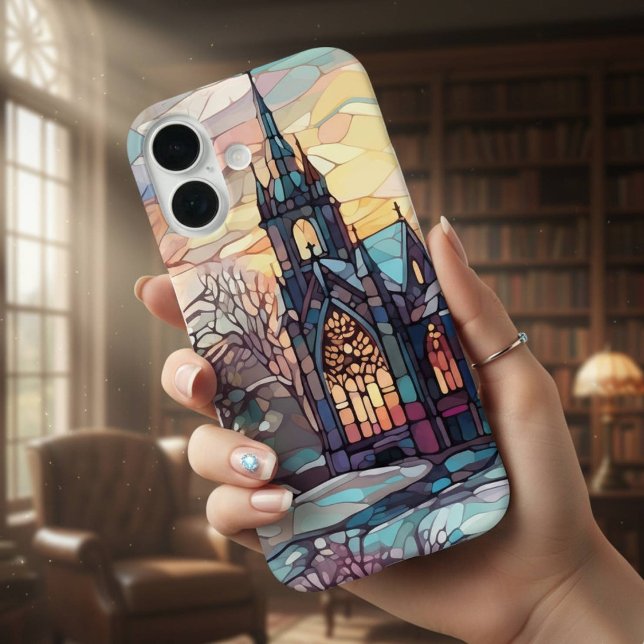 Festgehaltenes Glas Kirche iPhone 16 Fall Case-Mate iPhone Hülle (Lovely stained glass church design)