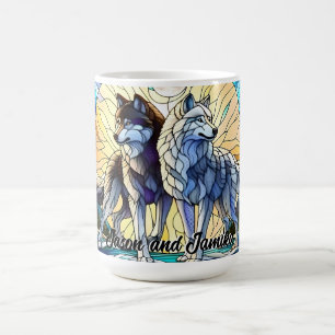 Festgehaltenes Glas Look Wolf Pair Kaffeetasse