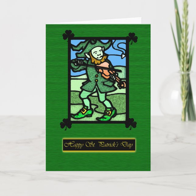 Festgelegte Glas St. Patrick's Day Card, Saint Pat Karte (Vorderseite)