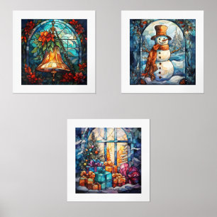 Festgelegte Glass Holiday Scenes Print Set